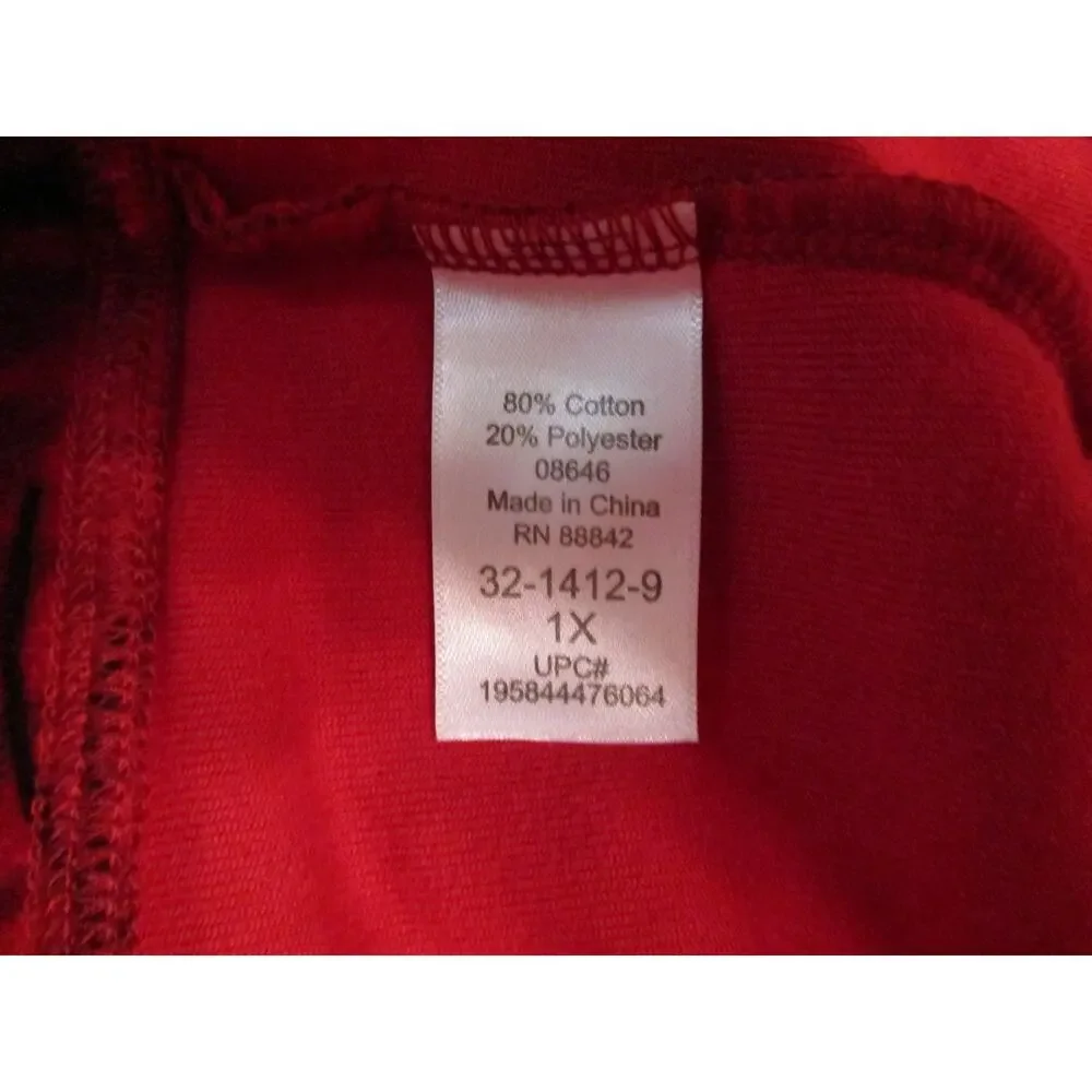 CATHERINES RED BLACK VELOUR ZIP UP FLEECE JACKET SIZE 1X